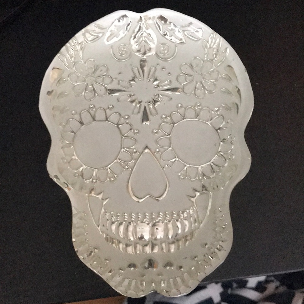 White sugar skull plate